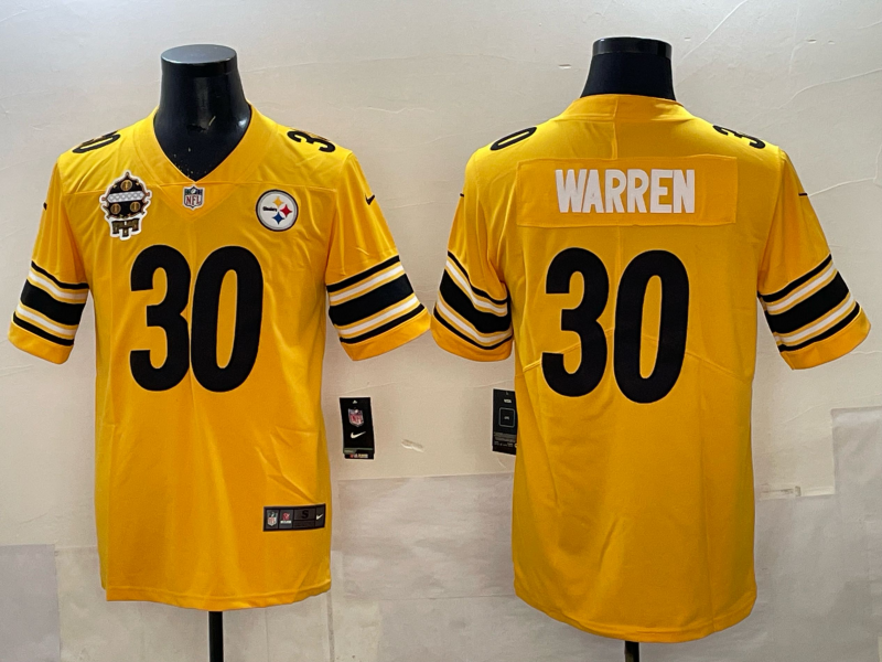 Men Pittsburgh Steelers #30 Warren yellow Nike NFL Jersey 005